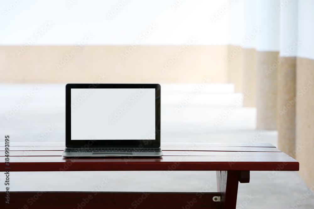 Laptop computer screen for education on the table Laptop computer screen for education on the table