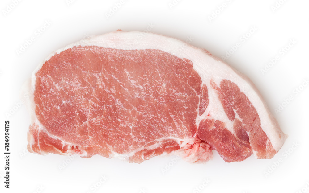 Raw pork meat isolated on white background