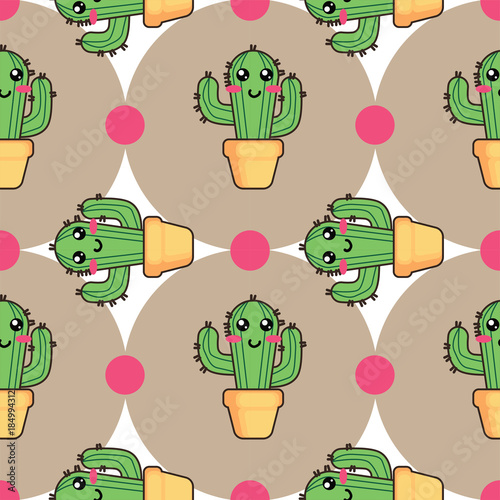 Seamless pattern with cute cuctus and heart-shaped,valentines vector illustration5