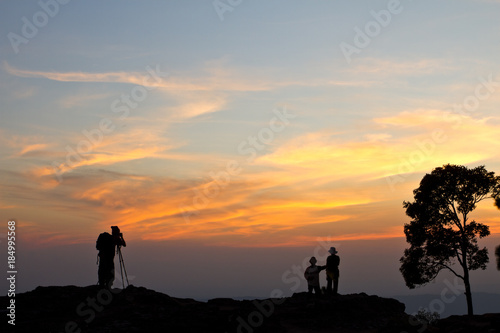 Photographer shooting his family at Phu kradund, Leoi, Eastern of Thailand photo