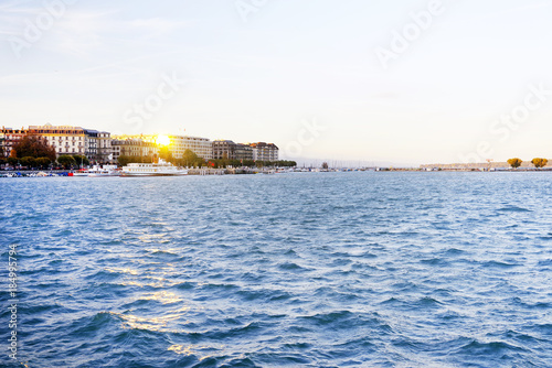 Sunset light over Geneva, Switzerland, Europe