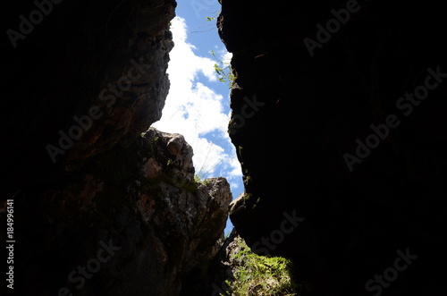 From inside a cave