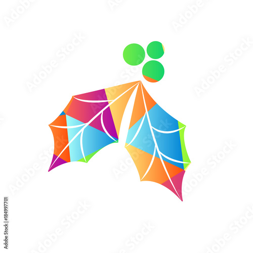 farbenfrohes Symbol - Stechpalme - Weihnachten