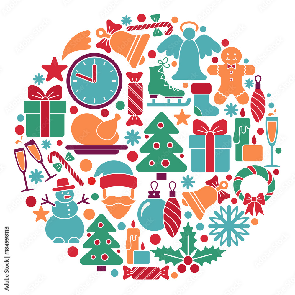Traditional symbols of Christmas and new year