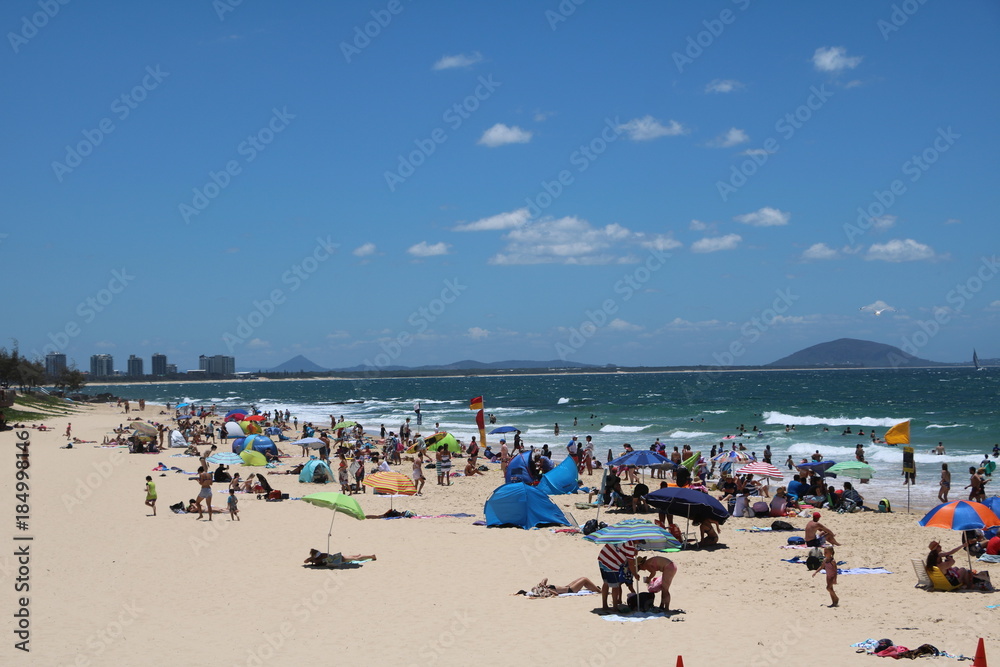 Sandy beach of Sunshine Coast in summer in Queensland, Australia 