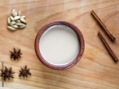 Indian masala tea with spices and milk