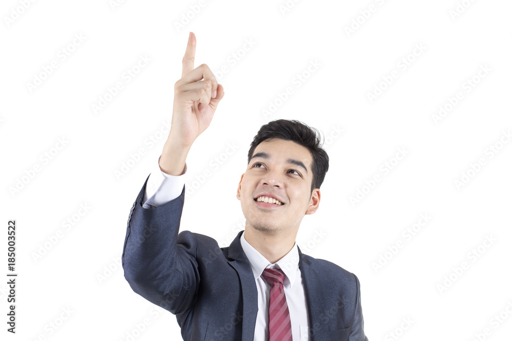 Asian Businessman standing on White Background with Success feeling, Business Success Concept, isolated on white background. Asian Businessman standing on White Background with Success feeling, Business Success Concept, isolated on white background.