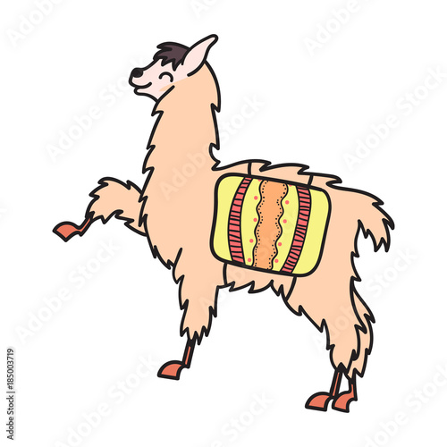 Vector illustration. Cute character lama