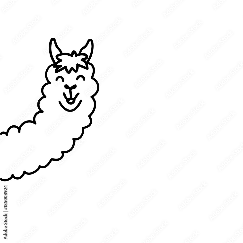 Vector illustration. Cute character lama