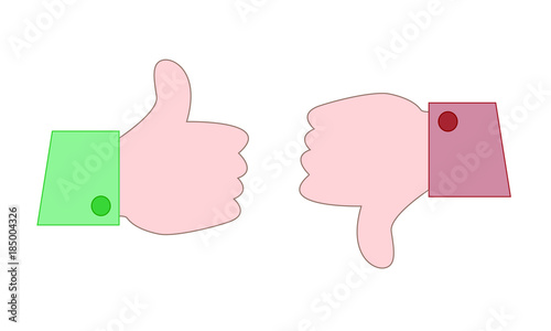 cute like and dislike vector icon in simple flat cartoon style