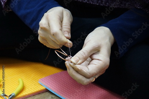 hand made work with wire in wire