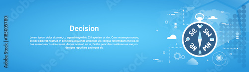Decision Making Web Horizontal Banner With Copy Space Flat Vector Illustration