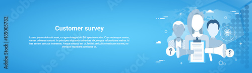 Customer Survey Web Horizontal Banner With Copy Space Flat Vector Illustration