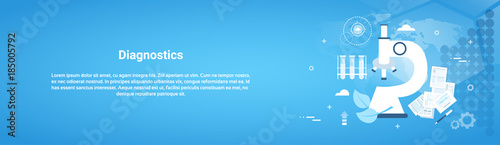 Diagnostics Medical Treatment Web Horizontal Banner With Copy Space Flat Vector Illustration