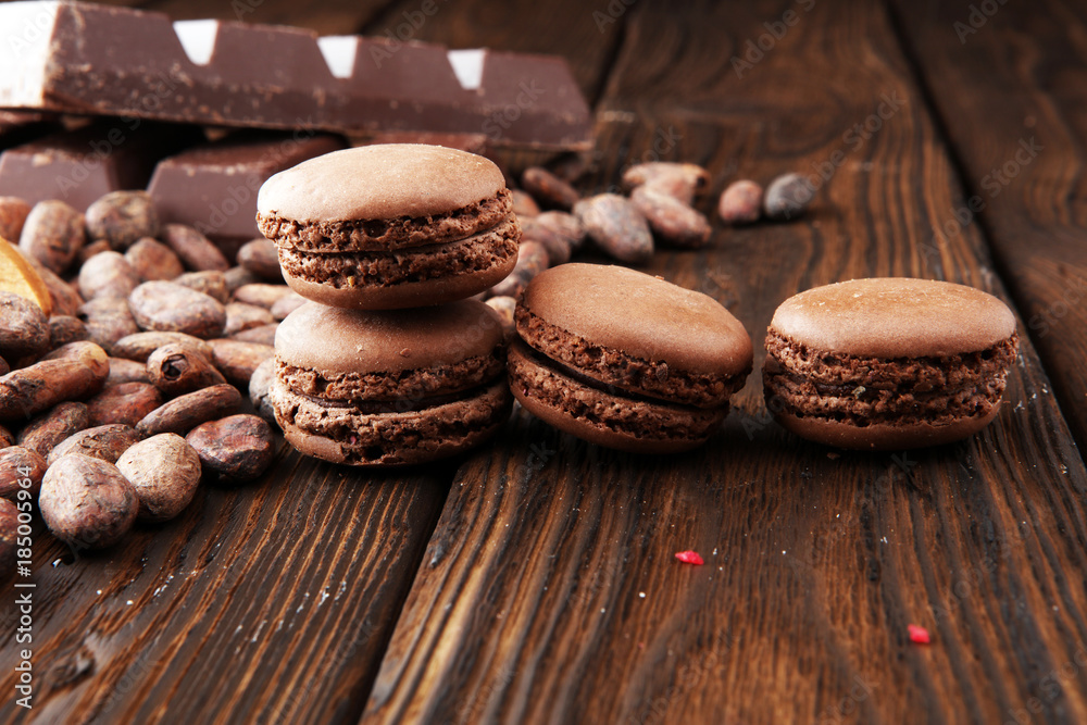 Sweet and colourful french macaroons or macaron on wooden background, Dessert Sweet and colourful french macaroons or macaron on wooden background, Dessert