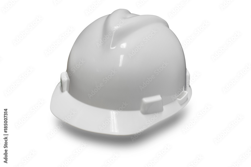 White hard hat for protect head isolate on white background with clipping path. White hard hat for protect head isolate on white background with clipping path.