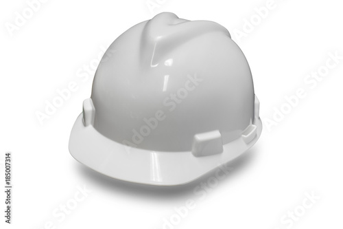 White hard hat for protect head isolate on white background with clipping path.