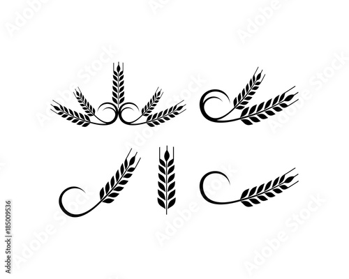 Black Wheat Food for Bakery Shop Symbol Vector Logo Set