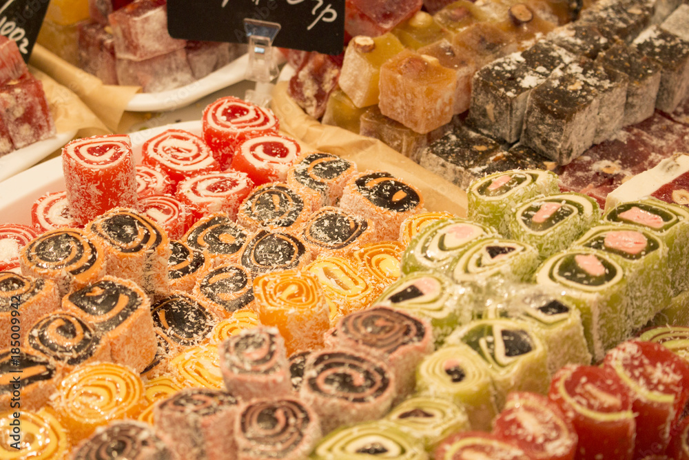 Asian sweets close up,Turkish delight