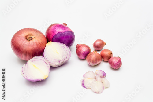 Onions and shallots are grown vegetables at the country Thailand. As Herb With benefits and a white background and isolated
