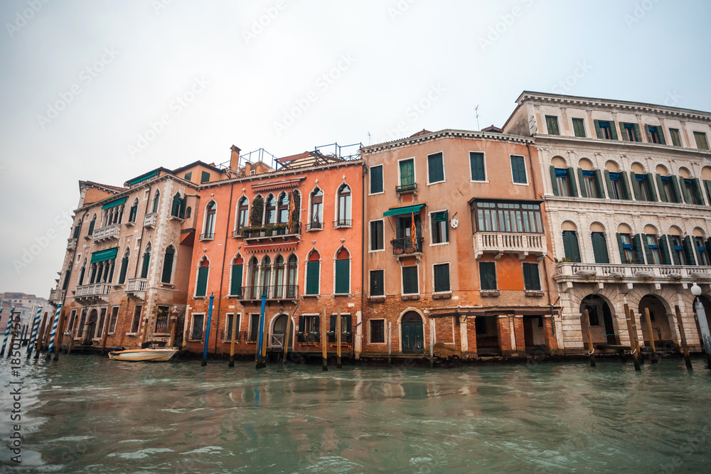 Famous palaces on the Grand Canal in Venice, Italy. Moisture Famous palaces on the Grand Canal in Venice, Italy. Moisture