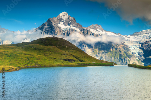 Majestic alpine lake Bachalpsee  Grindelwald  Switzerland  Europe