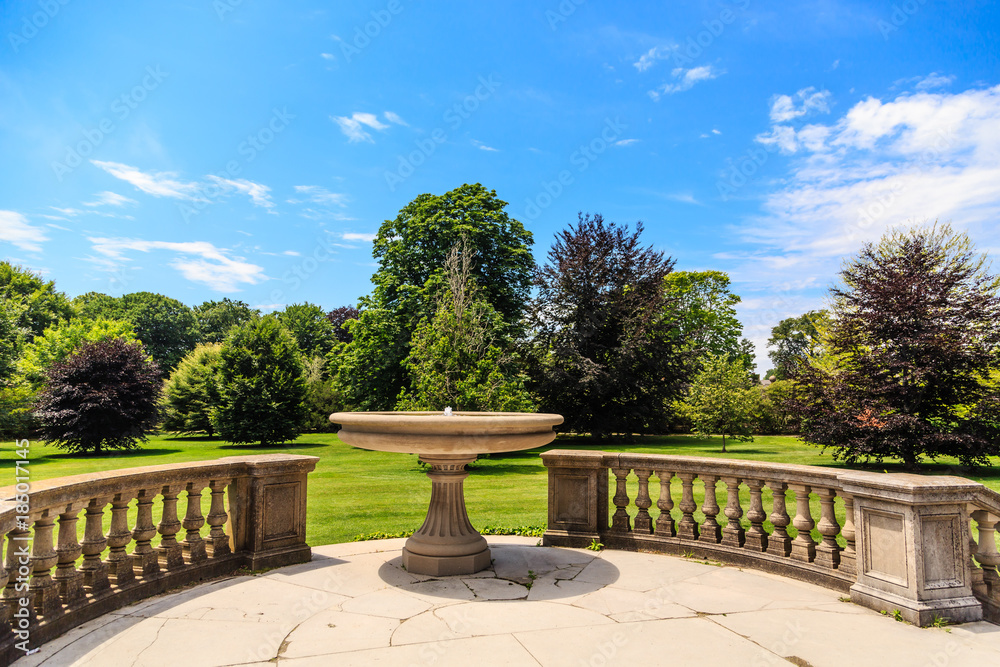 Stone Birdbath on Patio