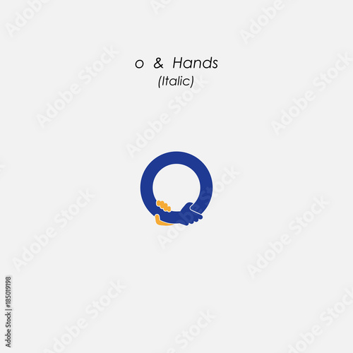 o - Letter abstract icon & hands logo design vector template.Business offer,partnership symbol.Hope,help concept.Support,teamwork sign.Corporate business & education logotype symbol.