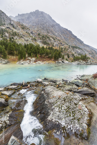 Lake Kuiguk. Altai Mountains autumn landscape