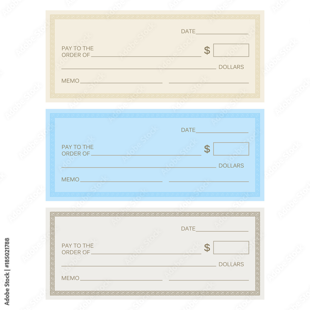 Blank check template. Check vector template. Banking check template ...