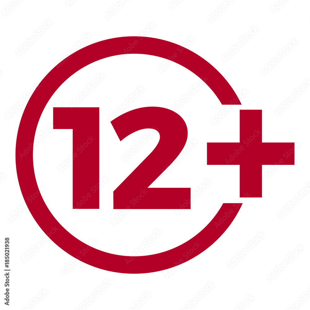 Limit age icon on red background. Icons age limit vector flat illustration. Limit age icon on red background. Icons age limit vector flat illustration.