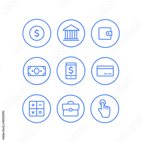 Finance thin icons. Finance icons line style vector