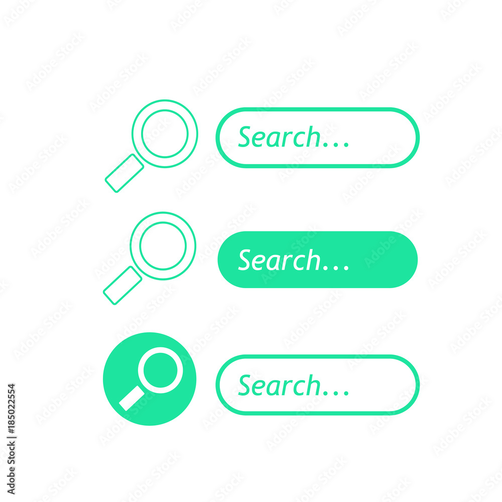 Search icons bar set.Green search concept vector illustration Search icons bar set.Green search concept vector illustration