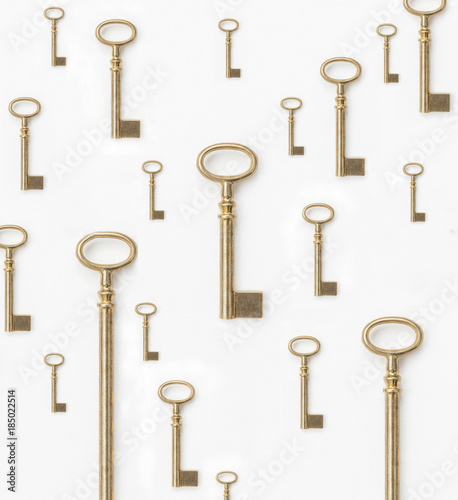 Patrón de llave antigua dorada con vista de frente Fondo   © John J. Morris