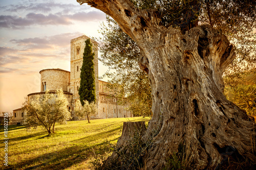 Abbey of Sant'Antimo in Montalcino, Tuscany, Italy photo