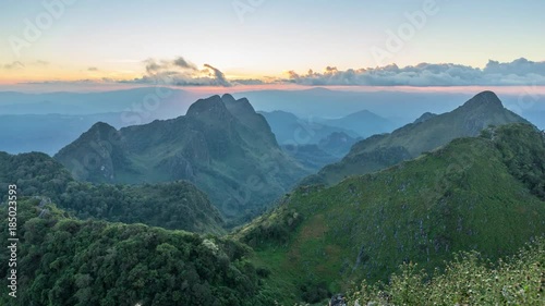 Day to Night Time lape of Doi Luang Chiang Dao, The third highest mountain in, Thailand