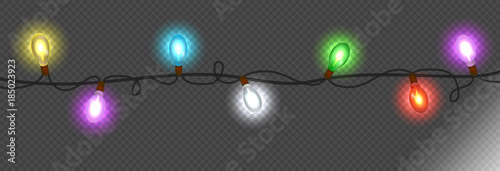 Christmas decoration realistic luminous garland.Christmas lights isolated realistic design elements. Garlands decorations. Led neon lamp.Vector.