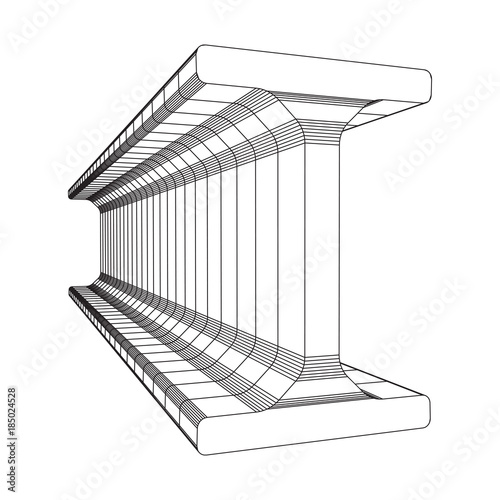 Wireframe low poly mesh construction metallurgy beam profile symbol vector illustration