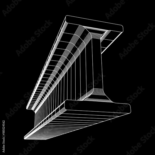 Wireframe low poly mesh construction metallurgy beam profile symbol vector illustration