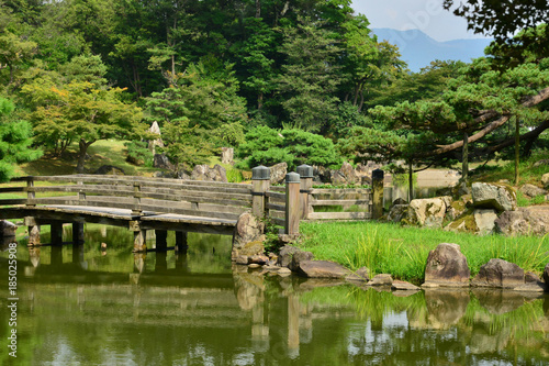 Hikone, Japan - august 9 2017 : historical Genkyuen park