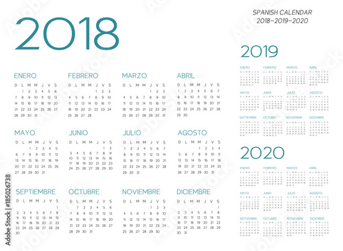 Spanish Calendar 2018-2019-2020 vector