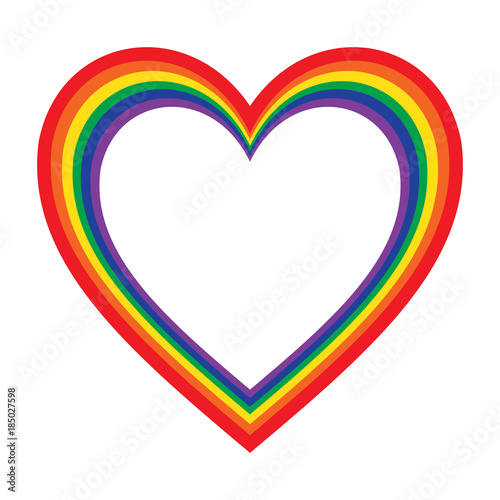 Heart shaped rainbow pride flag