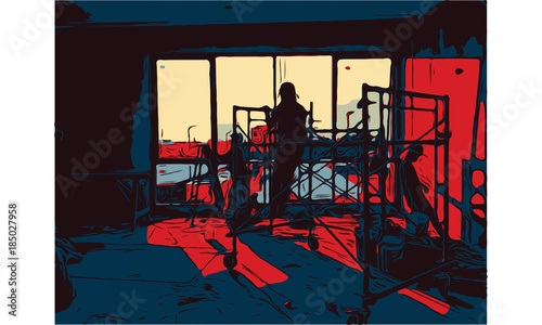 worker at construction site vector