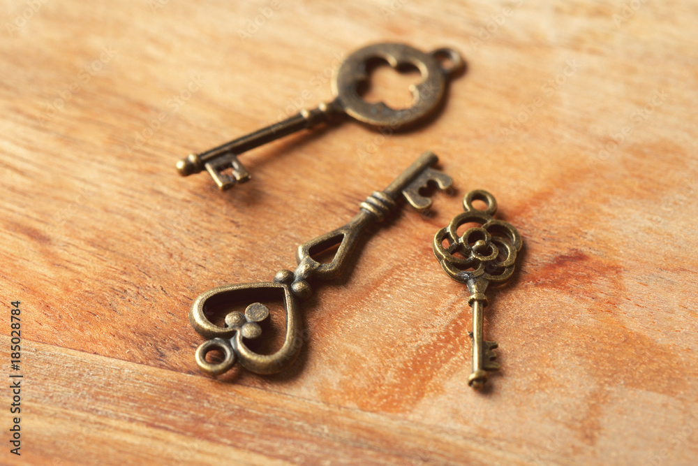 old key on wooden table old key on wooden table