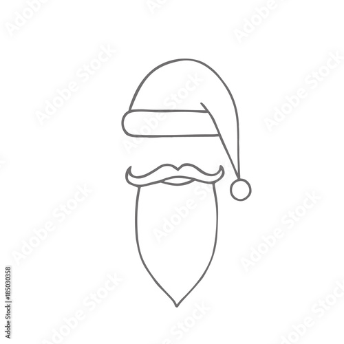 Santa hat, moustache and beard. Christmas elements for greeting design