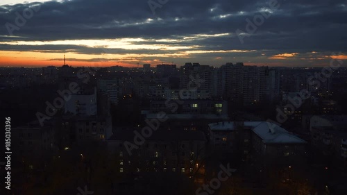 Timelapse view over city by night