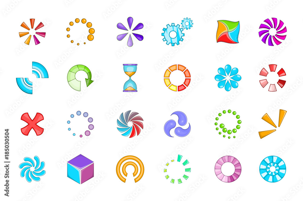 Loading icon set, cartoon style Loading icon set, cartoon style