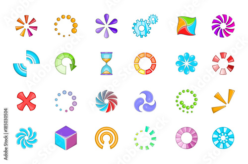 Loading icon set, cartoon style