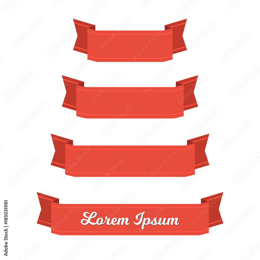 Red web ribbon banners set. Stock vector illustration for design Red web ribbon banners set. Stock vector illustration for design
