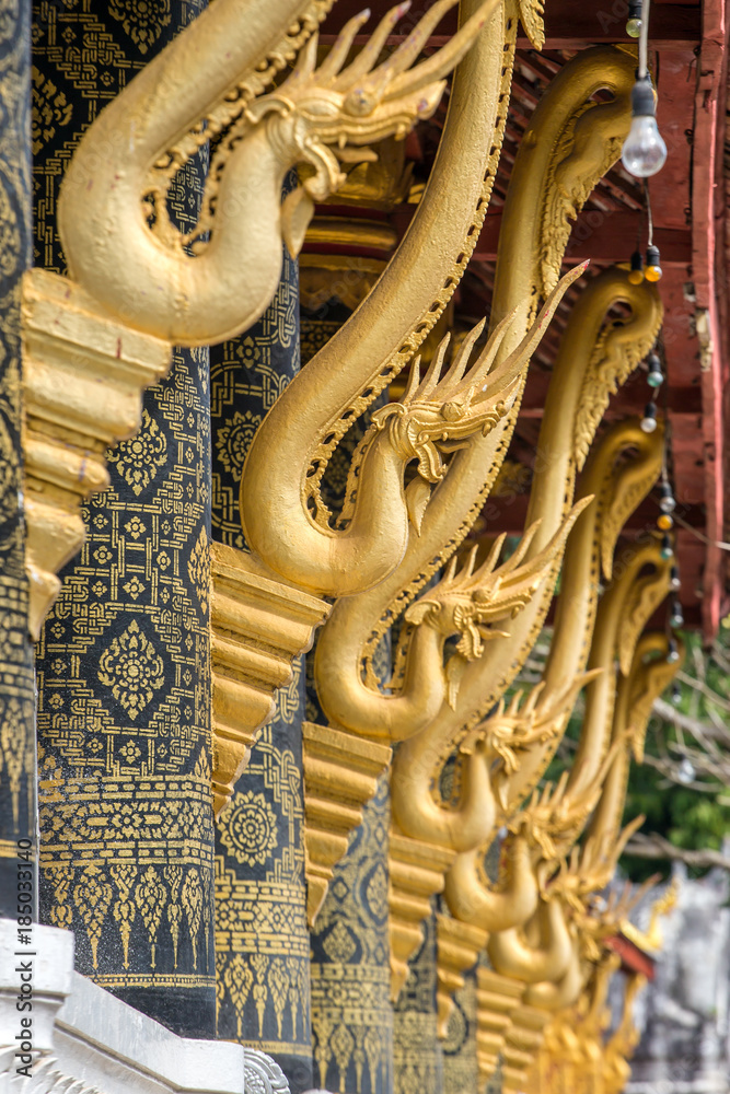 Fototapeta premium Decoration of the Wat Mahathat - a Buddhist temple in Luang Prabang, Laos